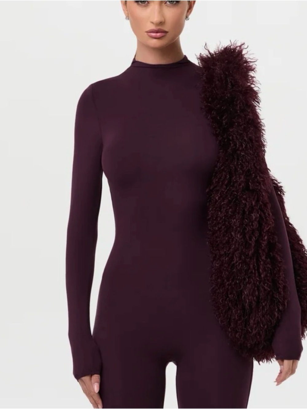 Naked Wardrobe Fur Plush Bag Shoulder Tote Dark Plum Purple New NWT Fluffy - Picture 4 of 14